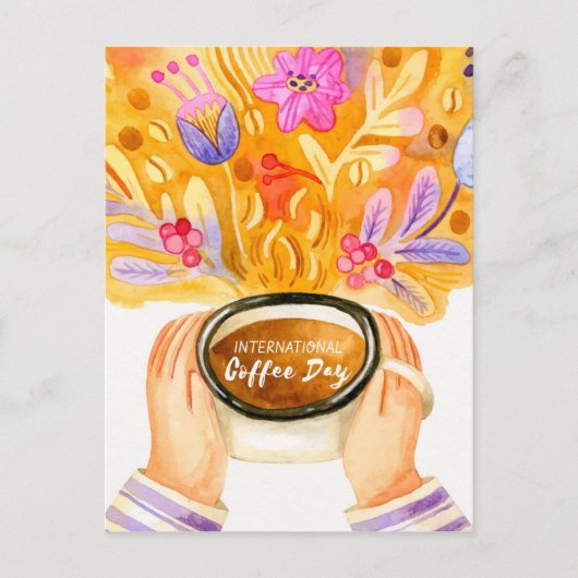 Internationaler Kaffeetag Postkarte (Vorderseite)