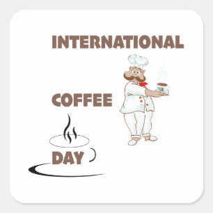 Internationaler Kaffeetag Quadratischer Aufkleber