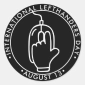 Internationaler Lefthanders-Tag, linke Maus Runder Aufkleber (Vorderseite)