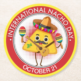 Internationaler Nacho-Tag Runder Pappuntersetzer