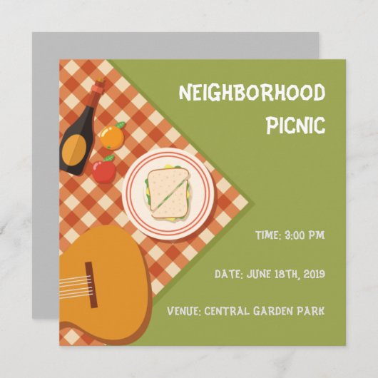 Internationaler Picnic-Tag - Nachbarschaft Picnic Einladung (Vorne/Hinten)