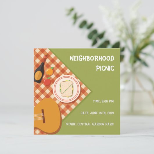 Internationaler Picnic-Tag - Nachbarschaft Picnic Einladung (Stehend Vorderseite)