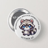 Internationaler Raccoon-Wertungstag Button (Vorne & Hinten)