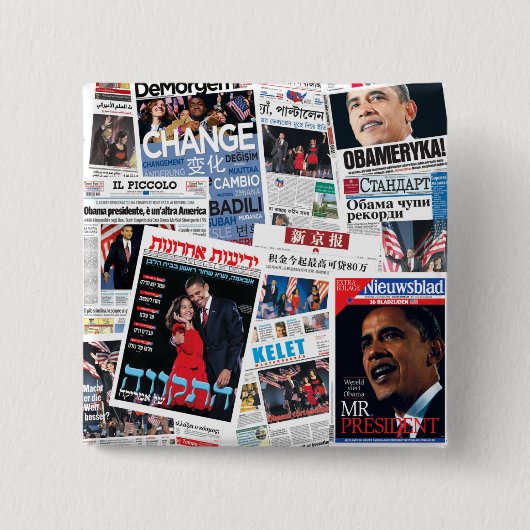 Internationaler Schlagzeilen-Knopf Obama Button (Vorderseite)