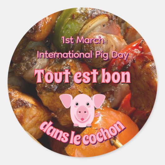 Internationaler Schweinetag Runder Aufkleber (Vorderseite)