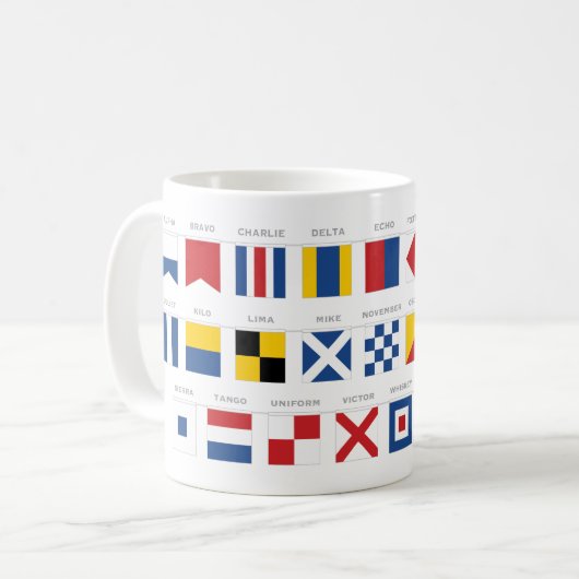 Internationaler Signalkodex Alphabet - Alpha Kaffeetasse (Vorderseite Links)