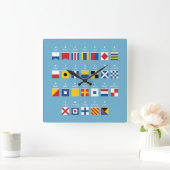 Internationaler Signalkodex Alphabet Quadratische Wanduhr (Zuhause)