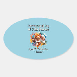 Internationaler Tag der älteren Menschen. Alter Ovaler Aufkleber