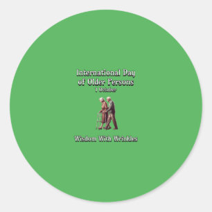 Internationaler Tag der älteren Menschen. Weisheit Runder Aufkleber