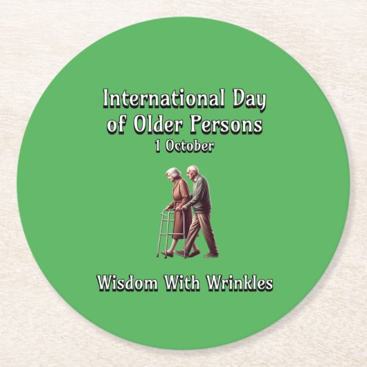 Internationaler Tag der älteren Menschen. Weisheit Runder Pappuntersetzer (Vorderseite)
