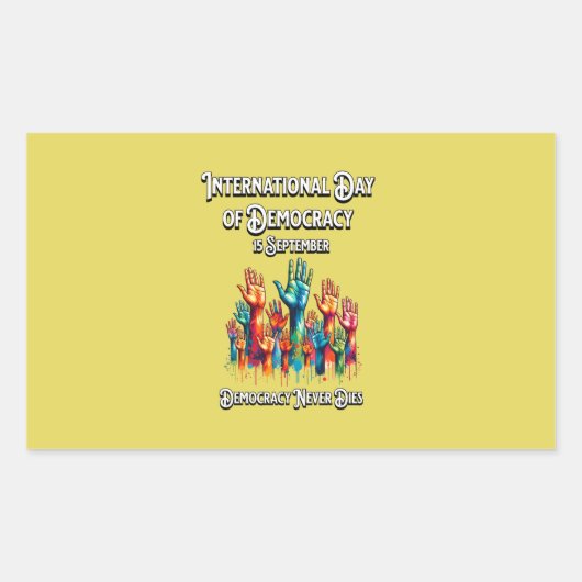 Internationaler Tag der Demokratie. Rechteckiger Aufkleber (Vorderseite)