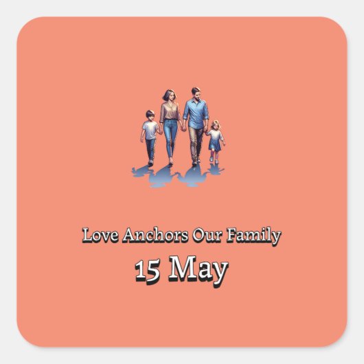 Internationaler Tag der Familien Quadratischer Aufkleber (Vorderseite)