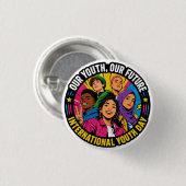 Internationaler Tag der Jugend Aufkleber Button (Vorne & Hinten)