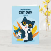 Internationaler Tag der Katze Karte (Gelbe Blume)
