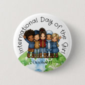 Internationaler Tag der Mädchen-Anstecknadel Button (Vorderseite)