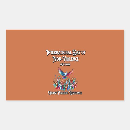 Internationaler Tag der Nicht-Gewalt. 2. Rechteckiger Aufkleber (Vorderseite)
