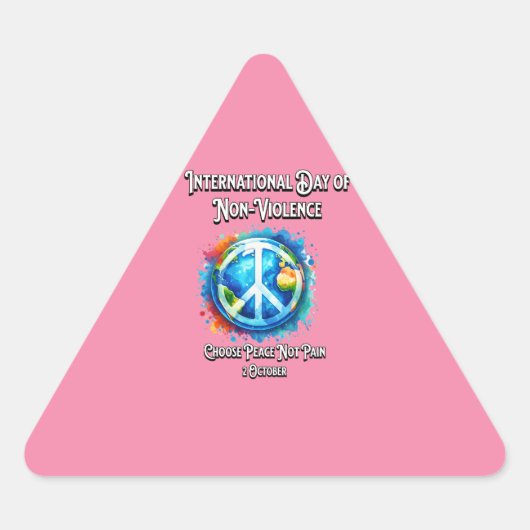 Internationaler Tag der Nicht-Gewalt. Frieden. Dreieckiger Aufkleber (Vorderseite)