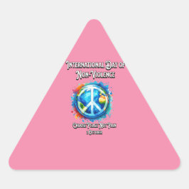 Internationaler Tag der Nicht-Gewalt. Frieden. Dreieckiger Aufkleber