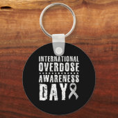 Internationaler Tag der Überdosierung Lila Schlüsselanhänger (Rückseite)