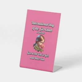 Internationaler Tag des Mädchens. Spaß haben Sockelschild