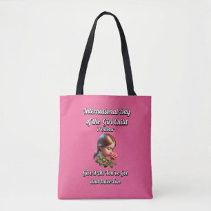 Internationaler Tag des Mädchens. Spaß haben Tasche