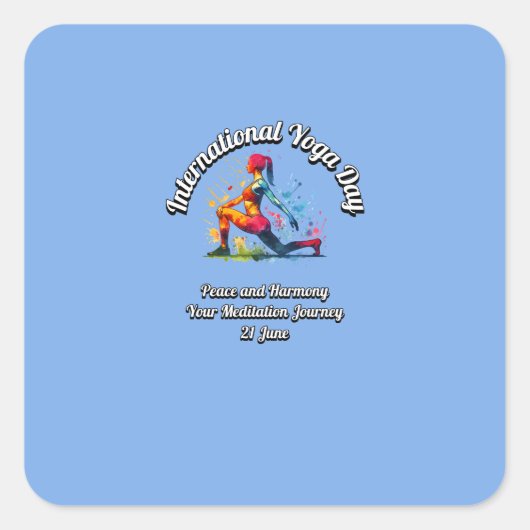 Internationaler Tag des Yoga. 21 Juni Quadratischer Aufkleber (Vorderseite)