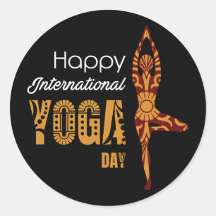Internationaler Tag des Yoga Runder Aufkleber