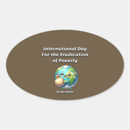 Internationaler Tag für die Beseitigung der Armut. Ovaler Aufkleber