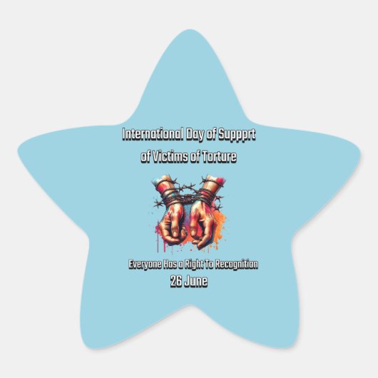 Internationaler Tag zur Unterstützung von Folterop Stern-Aufkleber (Vorderseite)