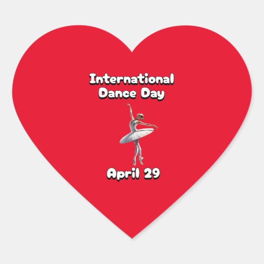 Internationaler Tanztag Herz-Aufkleber (Vorderseite)