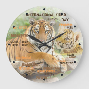Internationaler Tiger-Tag am 29. Juli Große Wanduhr
