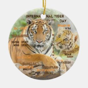 Internationaler Tigertag, 29. Juli, Typografie Art Keramik Ornament