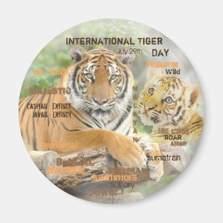 Internationaler Tigertag, 29. Juli, Typografie Art Magnet