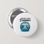 Internationaler Weltreisender Jet-Set-Träumer Reis Button (Vorne & Hinten)