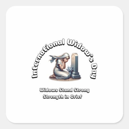Internationaler Witwentag. Kraft in Kummer. Quadratischer Aufkleber (Vorderseite)