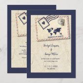 Internationales Abenteuer Rustikale Hochzeit in Ur Einladung (Vorne/Hinten)