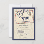 Internationales Abenteuer Rustikale Hochzeit in Ur RSVP Karte (Vorderseite)