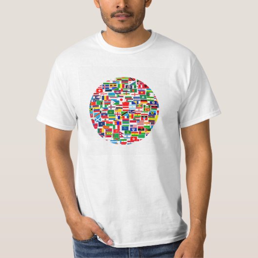 Internationales Flaggen-Muster T-Shirt (Vorderseite)