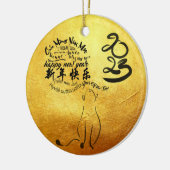 Internationales Jahr der Wünsche Katze 2023 Golden Keramik Ornament (Links)
