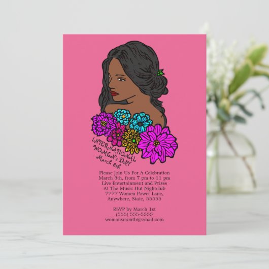 Internationales Party zum Frauentag Einladung (Stehend Vorderseite)