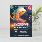 Internationales Raumschiff zum Geburtstag Einladung (Stehend Vorderseite)