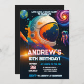 Internationales Raumschiff zum Geburtstag Einladung (Vorne/Hinten)