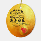 Internationales Schweinejahr 2019 Goldene Runde O Keramik Ornament (Links)