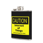 Internet der Dinge IoT Vorsicht Warnschild Flachmann (Links)