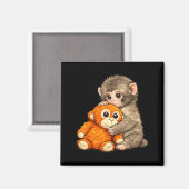Internet-Meme-Faustaffe mit Teddybär kuscheln Magnet (Vorderseite/Rückseite)
