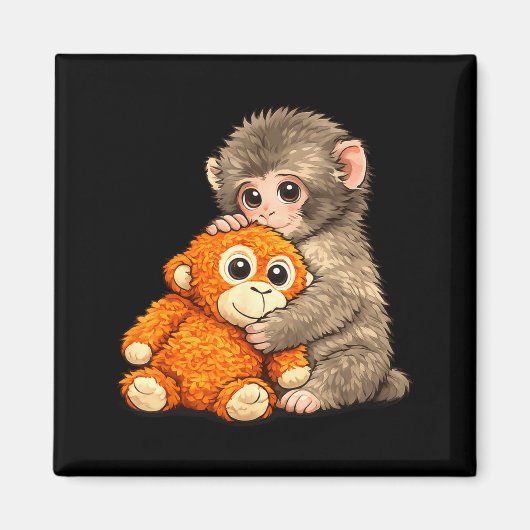 Internet-Meme-Faustaffe mit Teddybär kuscheln Magnet (Vorne)