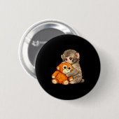 Internet-Meme Punch-Affe mit Teddybär kuschelt Button (Vorne & Hinten)