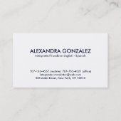 Interpret-/Übersetzer-englisch-spanisches Visitenkarte (Rückseite)