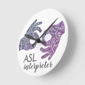 "Interpreter" American Sign Language (Ombré) Clock Runde Wanduhr (Winkel)