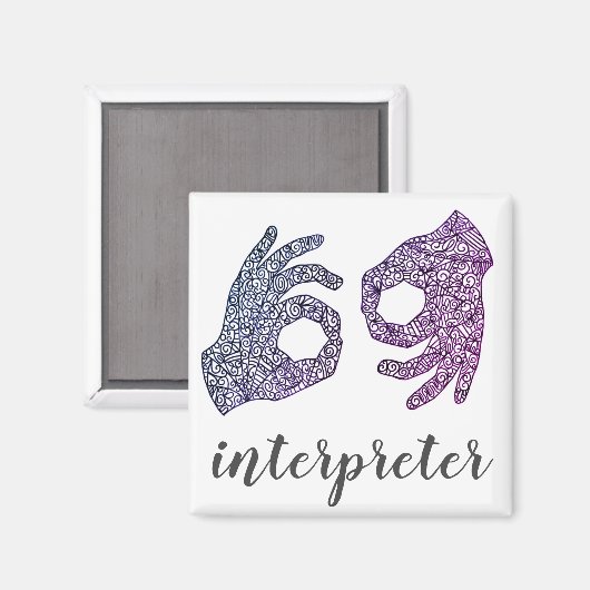 "Interpreter" American Sign Language (Ombré) Magnet (Vorderseite/Rückseite)